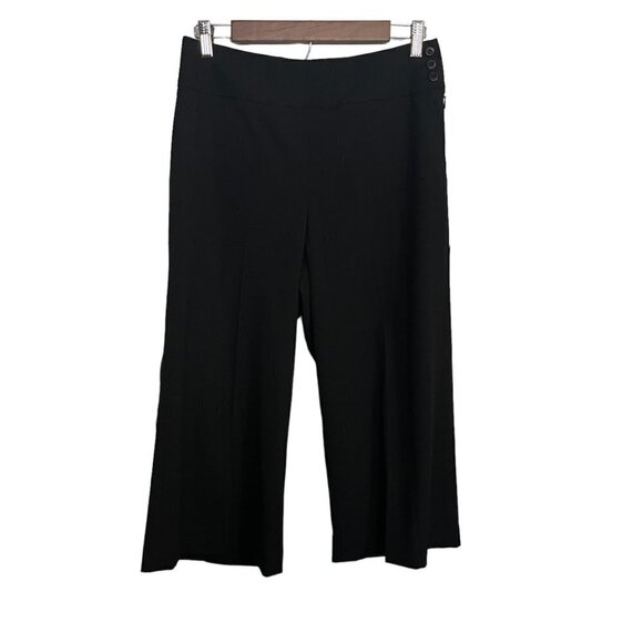 Talbots Womens Black Y2K High Rise Pockets Side Button Wide Leg Culottes Size 8P - Picture 1 of 7